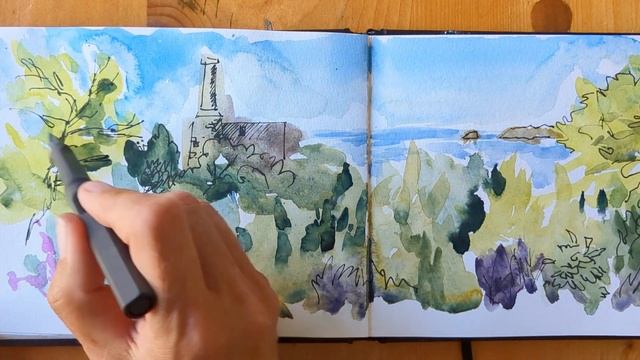 Plein Air Watercolour Painting with Just-Go-Sketching Board & Travel Art Kit Bag, St.Agnes, Cornwal смотреть онлайн