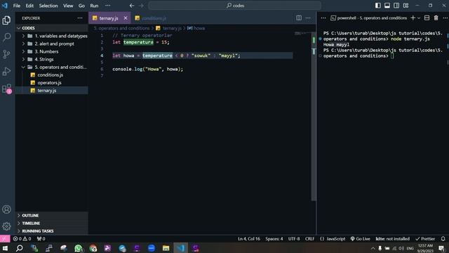 9. Ternary Operators Javascript'de смотреть онлайн