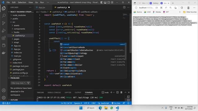 Build A Blog Website | React JS, Strapi CMS, Tailwind CSS | Part 10: Fetch data via API смотреть онлайн