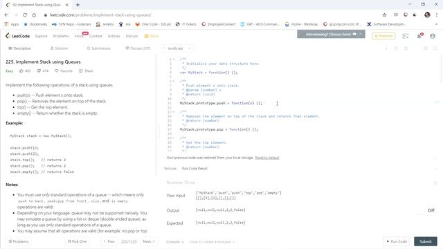 Implement Stack Using Queues | LeetCode 225 (Costly Push) | Coding Interview Tutorial смотреть онлайн