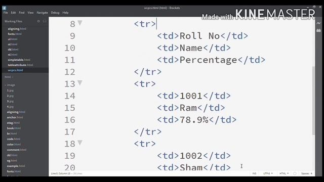 HTML Table- Example 2 (width, cellpadding & cellspacing ) смотреть онлайн
