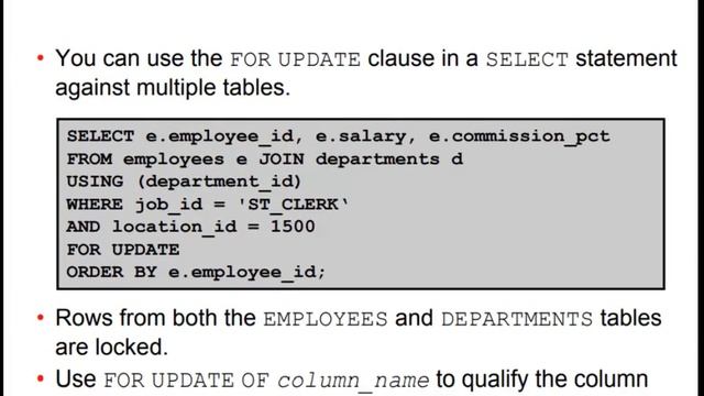FOR UPDATE: SQL Tutorial 96 смотреть онлайн
