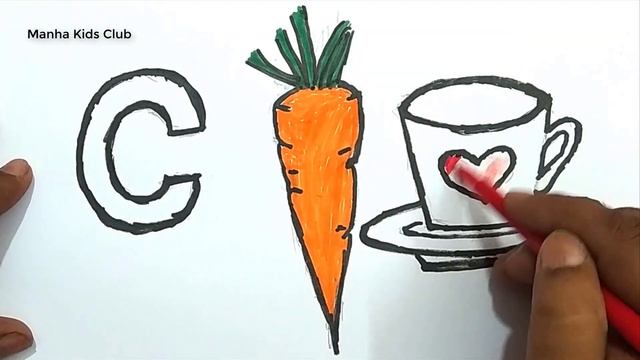 C for Cup and C for Carrot | Drawing for Kids | Alphabet Learning with Drawing and Coloring смотреть онлайн