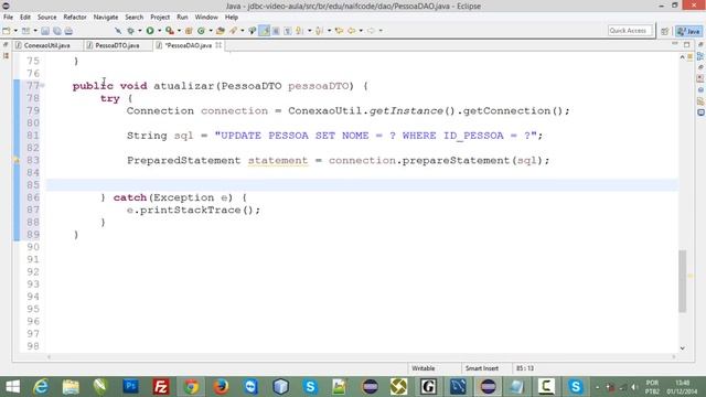 AULA 6 JAVA JDBC - ATUALIZAR DADOS NO BANCO MYSQL смотреть онлайн