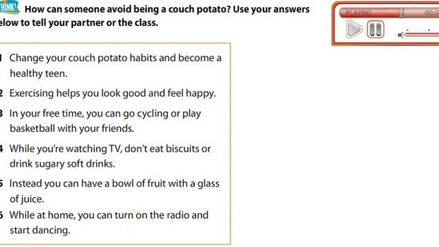 7 grade module 1f Ex 3 How can someone avoid being a couch potato? смотреть онлайн