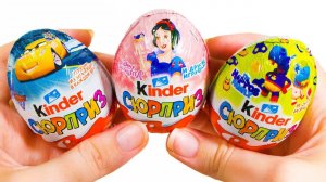 ТРОЙНОЙ ЧЕЛЛЕНДЖ Киндер Сюрприз Тачки 3 vs Принцессы Диснея vs Бегемотики 2017