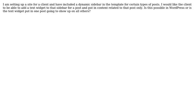 Wordpress: How to have dynamic sidebar content per post? смотреть онлайн