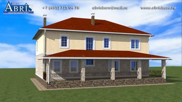 K2582-269 Проект двухэтажного дома в классическом стиле с двумя эркерами, балконом и террасой смотреть онлайн