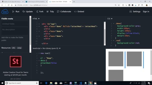 Vue.js Tutorial for Beginners (2019) Part-20 Dynamic Styling with CSS -Basics смотреть онлайн