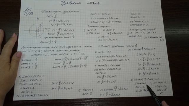 10кл / 27урок Уравнение cos x = a смотреть онлайн