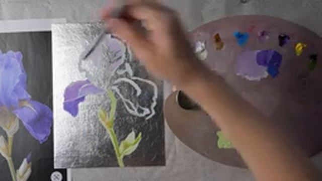 Можно ли писать маслом на потали? Рисуем нежный ирис смотреть онлайн