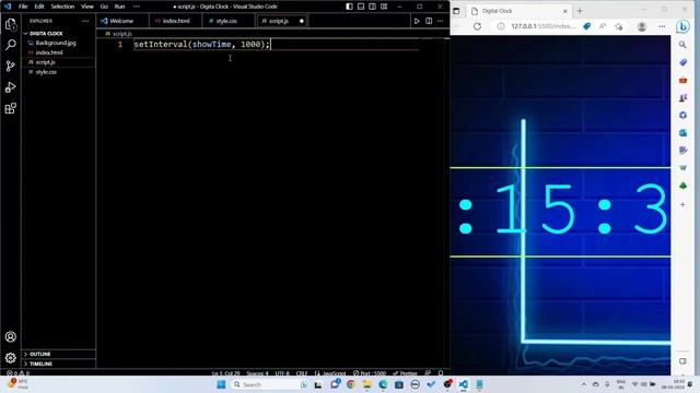 Digital Clock in HTML+ CSS + Java Script in Visual Studio Code #digitalclock #htmlcssjavascript смотреть онлайн