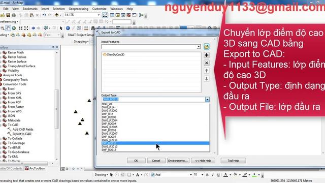 [ArcGIS] Chuyển Shapefile Sang CAD Chứa Thuộc Tính độ Cao (Export Shapefile To CAD With Attributes)