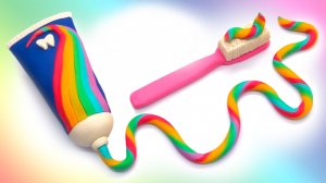 Как сделать радужную Зубную пасту ? Лепка и Поделки / Play-Doh, Тесто, Пластилин Плей-До