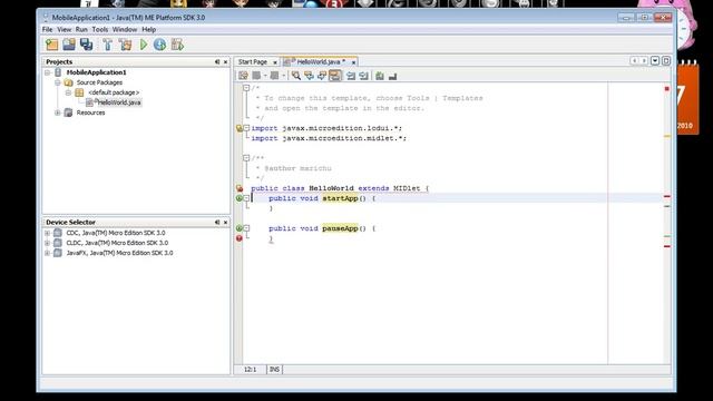 HelloWorld using Java ME 3.0 смотреть онлайн