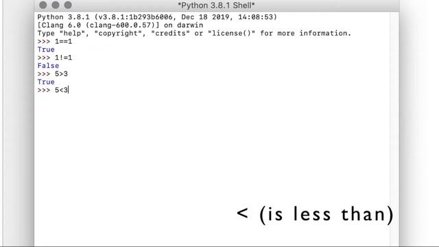 Python Comparison Operators смотреть онлайн