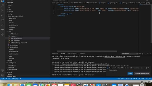 Salesforce Lightning Web Component Basic Project - BMI Calculator By Salesforce Simple
