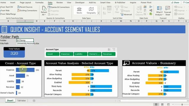 Excel Dashboard - Oracle Fusion Account Values - Quick Insight by Various Dimension #06 смотреть онлайн