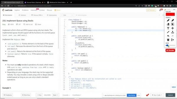 #232 implement-queue-using-stacks DSA | Data Structure and Algorithm | Code With Me | JAVA | C++