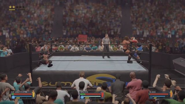 SummerSlam 2000 - Kurt Angle Vs Triple H Vs The Rock (c) - WWE 2K23 Simulation - PS5 - смотреть онлайн