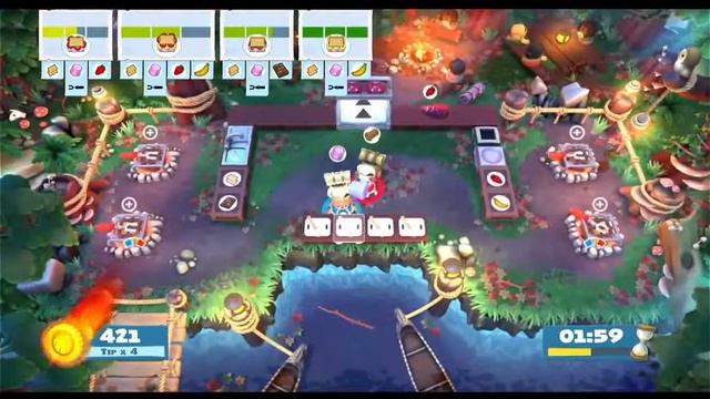 Overcooked 2. Campfire cook off. level 2-3. 2 players Co-op смотреть онлайн