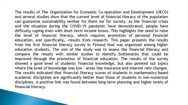 How to Promote Personal Financial Education Findings from Finnish University Students’ Financial смотреть онлайн