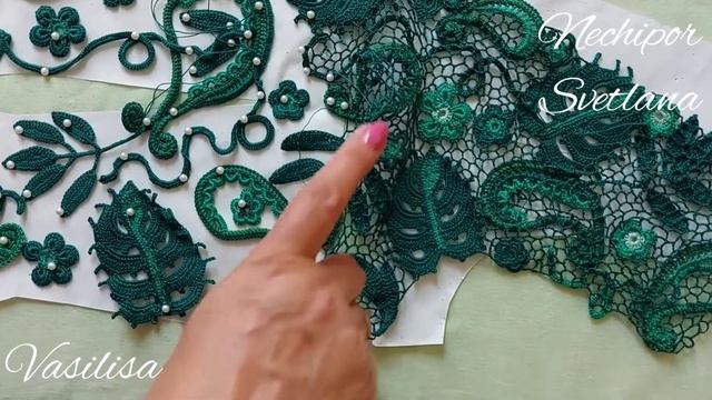 Как связать сеточку на платье "Изумрудная сказка". Ирландское кружево смотреть онлайн