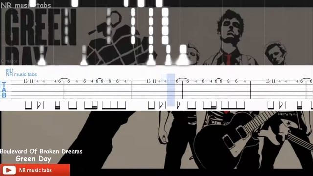Green Day - Boulevard Of Broken Dreams / табы для гитары (guitar tabs + piano) смотреть онлайн