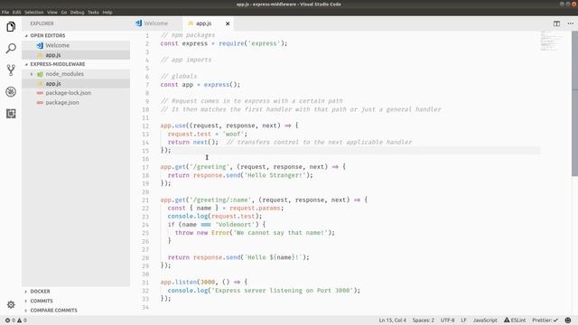 Node and Express.js Fundamentals - Express Middleware смотреть онлайн