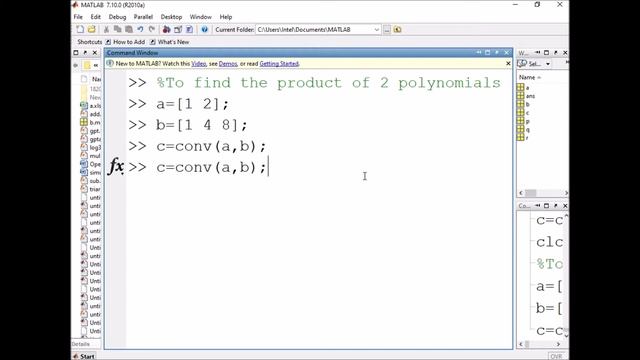 74-How to find product of two polynomials using MATLAB смотреть онлайн