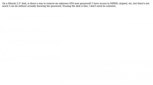 Remove Unknown ATA User Password