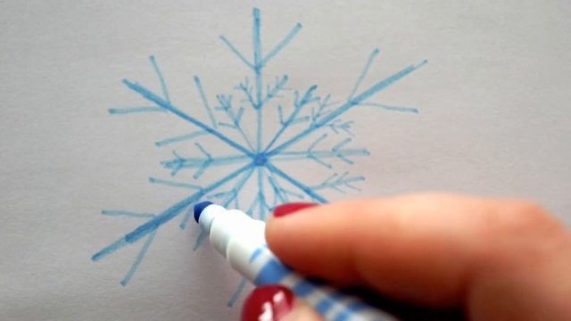 Einfache Schneeflocke malen - How to draw a snowflake easy - как нарисовать снежинку легко смотреть онлайн
