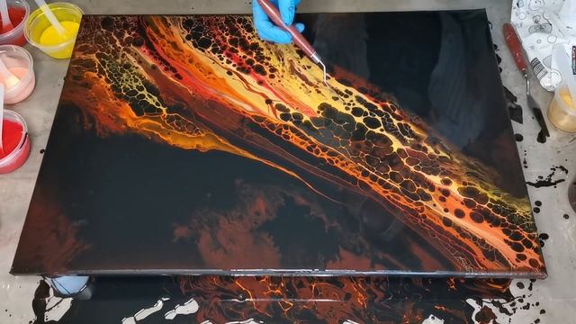 #106 test piece for a big commissions piece. black pearl pour with bright colours. #abstract #art смотреть онлайн