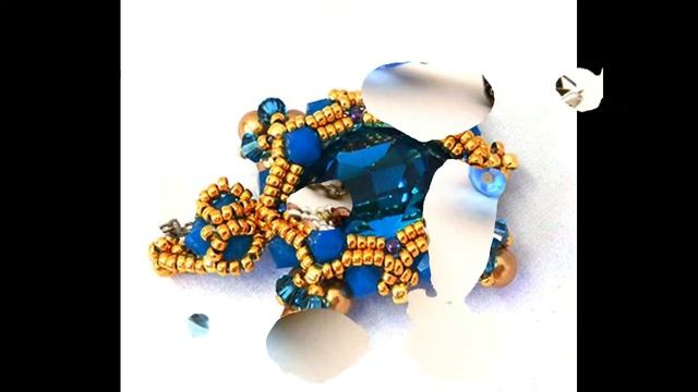 голубовато-синий с золотым Стильные работы из бисера смотреть онлайн