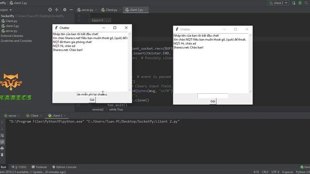 Tạo ứng dụng Chat Socket trong Python mô hình Client - Server (Chat Socket application in Python ) смотреть онлайн