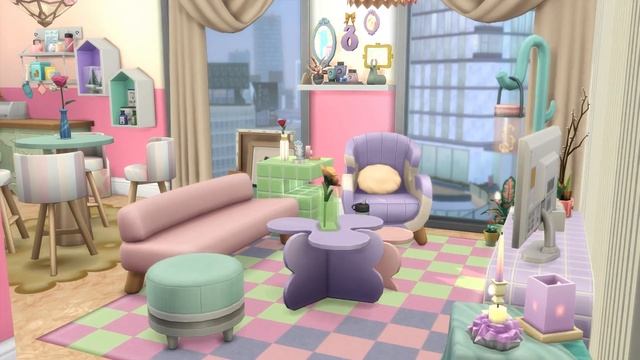 Cute Pastel Apartment | Pastel Pop Kit & Everyday Clutter Kit | The Sims 4 | Stop Motion | No CC смотреть онлайн