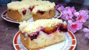 Творожный пирог со сливами. Очень вкусный и нежный пирог. Тает во рту!