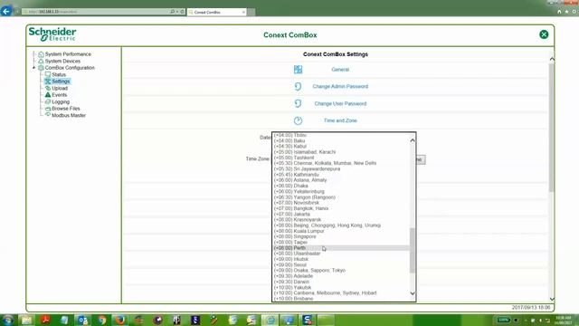 Conext ComBox Date Time