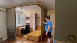 Угловая раздвижная перегородка