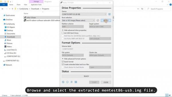 Guide to create a Bootable Memtest86 USB with Rufus