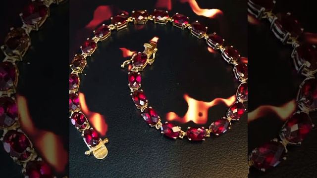10k Gold Raspberry Garnet Tennis Bracelet for Sale! Natural Rhodolite Garnet Bracelet Solid Gold смотреть онлайн