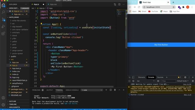 How to use Ant Design Button component in ReactJS | Ant Design Button Tutorial смотреть онлайн