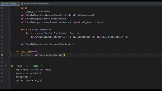 Describe data from CSV file to table GUI python pyqt5 смотреть онлайн