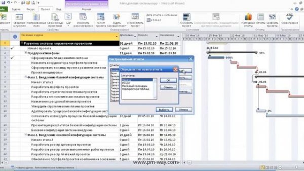 Отчеты по проекту в MS Project
