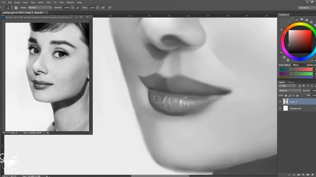 Audrey Hepburn - Photo Study - Digital Painting Photoshop смотреть онлайн