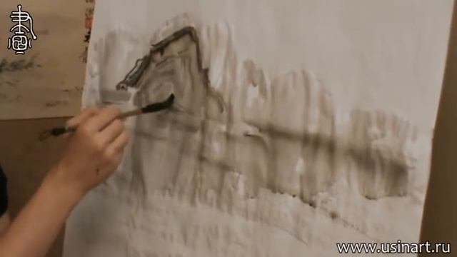 Уроки по пейзажной живописи у-син. Урок 1.5.4 Китайский пейзаж, Река и отражения в воде смотреть онлайн