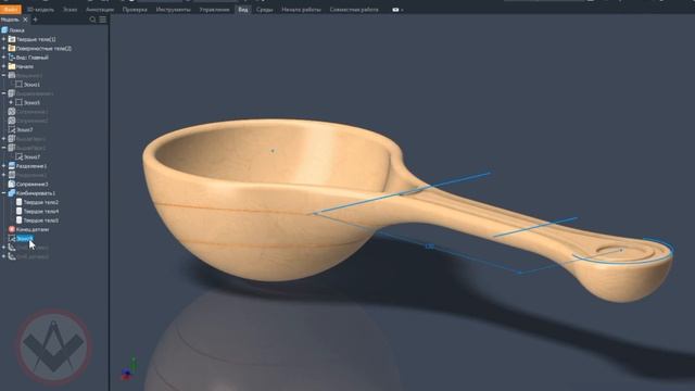 Inventor tutorial | How to model big spoon l Большая ложка | Inventor modeling смотреть онлайн