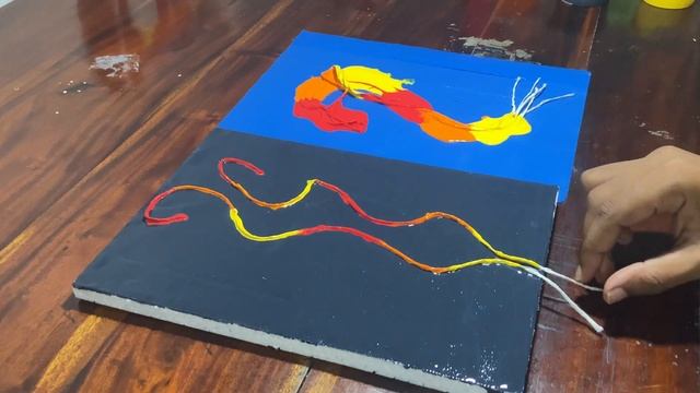 Fluid Art / Thread Pulling /  Acrylic Pouring ~ 5 Minute Art Beginners Technique!! искусство