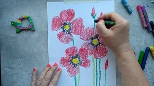 Рисуем цветы восковыми мелками