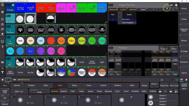 GrandMA3 V1.7 | Presety W Programmer Parts